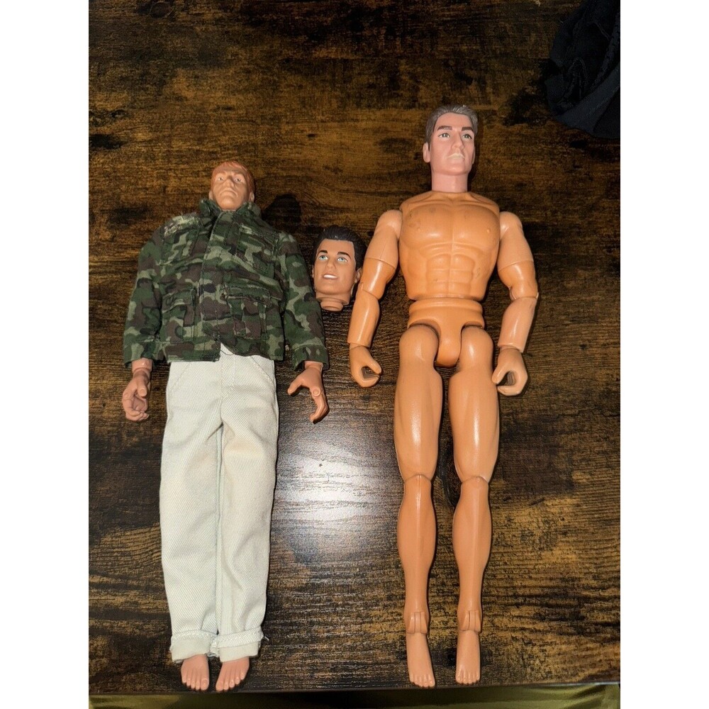 2 LOT 1995 Hasbro Pawtucket/12 Power Team Action Army Tan Green Figure Movable